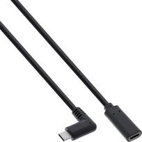 InLine® USB 3.2 Kabel, USB Typ-C Stecker gewinkelt auf Buchse, schwarz, 0,5m (35786)