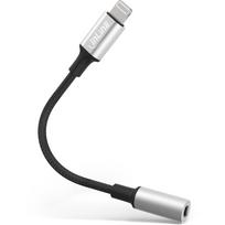 InLine® Lightning Audio Adapter Kabel, für iPad, iPhone, iPod, silber/schwarz, 0,1m (31440)