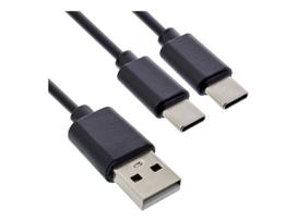 InLine USB 2in1 Y-Ladekabel 1x USB-A Stecker an 2x USB-C Stecker schwarz 2m - Kabel - Digital/Daten (35122)
