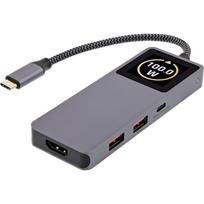InLine USB 3.2 Gen.2 Hub - 3x USB-C - 2x USB-A - HDMI 4K - PD 100 W - Display - grau (35392D)