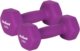 Ketaus neopreno hanteliai HEX 2x2,5kg, REBEL ACTIVE