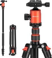 "Geekoto" aliumininis kelioninis fotoaparato trikojis, 199 cm, su monopodu, 360° panoramine rutuline galvute, 1/4 greito nuėmimo plokštele ir trikojo krepšiu, skirtas "Canon", "Nikon" ir "Sony" veidrodiniams fotoaparatams, sveriantiems iki 8 kg, oranžinis