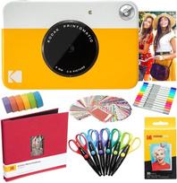 "Kodak Printomatic" momentinio fotoaparato (geltonos spalvos) meno rinkinys + cinko popierius (20 lapų) + 8x8 medžiaginis albumas + 12 žymeklių su dvigubu antgaliu + 100 sienų lipdukų + 6 dekoratyvinės žirklės + Washi juosta
