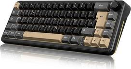 "RedThunder K65" 65% belaidė mini mechaninė žaidimų klaviatūra su mygtukais, QWERTZ, tarpinė, BT/USB-C/2,4 GHz, programinė įranga, "Hot-swap", taktilinis linijinis jungiklis, RGB, dilimui atsparus PBT klavišų dangtelis, retro.