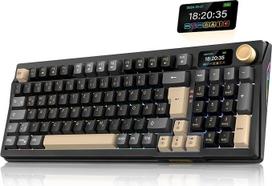 "RedThunder K95" belaidė mechaninė žaidimų klaviatūra su 1,88 colio ekranu ir mygtukais, QWERTZ 96 klavišai, tarpinė, BT/USB-C/2,4 GHz, programinė įranga, karštas keitimas, linijinis rausvas jungiklis, RGB, PBT klavišų dangteliai, 8000 mAh