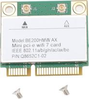 "WiFi 7" belaidžio ryšio kortelė, PCIE WLAN kortelė, 8774Mbps 2 juostų PCIe WLAN adapteris BT 5.4 802.11A B G N AC AX PCI Express tinklo kortelė BE200HMW, skirta kompiuteriui (be antenos)