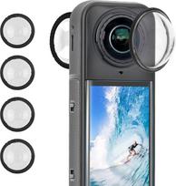 4 x rotierende Objektivschutzfolien für Insta360 X4 Objektivdeckel, Zubehör, wasserdicht, kratzfest, abnehmbar, hohe Transparenz, Schutzrahmen für Insta360 X4 Standard mit Reinigungstuch
