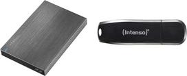 Intenso 6028660 "Memory Board" išorinis kietasis diskas 1 TB (6,4 cm (2,5 colio), 5400 aps./min, 8MB spartinančioji atmintis, USB 3.0), "Anthracite & Speed Line" - 128GB "Memory Stick" - USB atmintinė 3.2 Gen 1x1, juoda