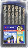 TIVOLY 11456170017 G 25 aukščiausios kokybės Tbx 4f HSS kobalto geležtės rinkinys, galandamas iš 4 pusių, yra nuo 1 iki 13 mm x 1/2 mm skersmens