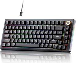 TMKB T81E Gasket Assembly mechaninė žaidimų klaviatūra, karšto keitimo laidinė klaviatūra, 82 klavišų RGB apšvietimas, 75 % US QWERTY išdėstymas, iš anksto sutepti linijiniai jungikliai - juoda