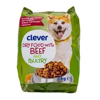 Sausas maistas šunims su jautiena ir paukštiena CLEVER, 2 kg