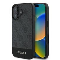 GUESS case for iPhone 16 Plus GUHCP16MG4GLGR (PC/TPU with 4G PU Bottom Stripe) in grey