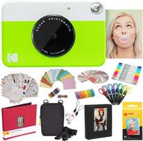 "Kodak Printomatic" momentinis fotoaparatas (žalias) "All-In-Bundle" + "Zink" popierius (20 lapų) + prabangus dėklas + nuotraukų albumas + 7 unikalūs lipdukų rinkiniai + žymekliai + žirklės + sienų lipdukai ir daug daugiau