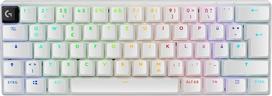 "Logitech G PRO X 60 Lightspeed" belaidė žaidimų klaviatūra, itin kompaktiška mechaninė 60 % TKL klaviatūra, "Lightsync RGB", dvigubo ryškumo PBT klavišų dangteliai, optinė taktilinė, "Windows PC", QWERTZ DE - balta