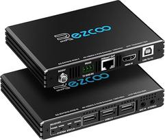 4K HDMI KVM ilgintuvas USB Nesuspaustas 4K 60Hz HDR viengubas per Cat5e/6 iki 300 pėdų 3 prievadai USB 2.0 koncentratorius POE RS232 EDID 3,5 mm stereofoninis garsas ir mikrofonas 70H2KVM