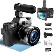 4K skaitmeninis fotoaparatas 18X skaitmeninis priartinimas 56MP fotoaparatas su plačiakampiu + makroobjektyvu, su "WiFi" ir rankiniu fokusavimu, 32G TF kortele 3,0 colių kompaktiškas fotoaparatas 180° apvertimas