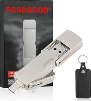 512GB USB-C atmintinė, greitas 550MB/s 2-in-1 išorinis SSD kietasis diskas, C + A tipo USB 3.2 Gen2 SSD kietasis diskas išorinis, atmintinė mobiliesiems telefonams su C tipo sąsaja / staliniams kompiuteriams / Windows / Mac