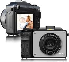 CCN 48 MP skaitmeninis fotoaparatas, 4K HD 1080P fotokamera, 7 spalvoti filtrai, 18 kartų skaitmeninis priartinimas su dviem kameromis priekyje ir gale, 64GB TF kortelė, "WiFi" funkcija, pilka spalva