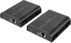 DIGITUS HDMI KVM IP ilgintuvas - UHD 4k 60Hz - 40 m atstumas - HDMI 2.0 - siųstuvas ir imtuvas - iki 253 imtuvų - 2x USB pelei ir klaviatūrai - nuo taško iki taško - CAT 6 - juodas