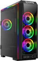 GAMDIAS E-ATX Mid-Tower žaidimų kompiuterio korpusas su 3 x 120 mm ARGB ventiliatoriais, grūdinto stiklo šonine panele, pasukamomis durelėmis, maitinimo bloko dangteliu, ATX palaikymu, stalinio kompiuterio korpusas RGB sistemoms TALOS P1A