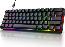 KOORUI Žaidimų klaviatūros 60% Mechaninė klaviatūra 26 RGB apšviesta laidinė JK išdėstymo 61 klavišas su raudonu jungikliu Windows, MacOS ir Linux