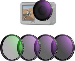 NEEWER CPL + ND filtrų rinkinys, suderinamas tik su DJI Osmo Action 6, 4 ND8/16/32 reguliuojamo žiedinio poliarizavimo filtro pakuotė, pilkas filtras, užmaunamas ant daugialypės dangos HD veiksmo kamerų fotografijos priedų