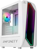 Spirit Of Gamer - "Infinity Artic" žaidimų kompiuterio korpusas White RGB Mid ATX | Žaidimų kompiuterio bokštas su grūdinto stiklo šonine panele | Suderinamas su ATX, mATX, ITX | 2 kompiuterio ventiliatoriai 120 mm, iš kurių 1 ARGB
