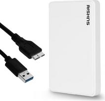 SUHSAI 500GB išorinis kietasis diskas USB 3.0 2,5 colio nešiojamasis išorinis kietasis diskas Kietasis diskas USB kietasis diskas, suderinamas su žaidimų konsolėmis, kompiuteriais, "Mac", nešiojamaisiais kompiuteriais, staliniais kompiuteriais (baltas)