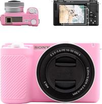 VOVMOEYA fotoaparato dėklas Sony ZVE10II, 1 x silikoninis dėklas, 2 x ekrano apsauga, 1 x "Hot Shoe" dangtelis, Alpha ZVE10 II, silikoninis fotoaparato dangtelis, ZV-E10II, priedai, apsauginis dėklas, grūdintas stiklas