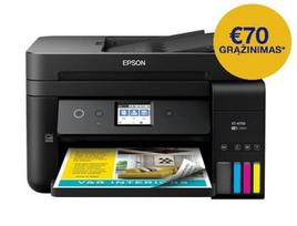 Epson EcoTank L6360 A4 daugiafunkcis spausdintuvas su „Wi-Fi“, skenavimo, kopijavimo, dvipusio spausdinimo funkcijomis ir „AirPrint“ rašalo talpykla, kurioje rašalo yra tiek, kad pakaks iki 3 metų