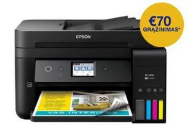 Epson EcoTank L6370 daugiafunkcis A4 spausdintuvas su „Wi-Fi“, ADT, dvipusio spausdinimo, skenavimo, kopijavimo funkcijomis ir „AirPrint“ rašalo talpykla, kurioje rašalo yra tiek, kad pakaks iki 3 metų