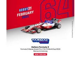 PRE-ORD3R Tarmac Modeliukas 1/64 2019 Dallara Formula 3 #2 Marcus Armstrong Formula 3 Macau Grand Prix