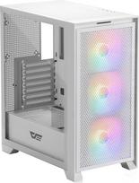 darkFlash ATX Mid-Tower žaidimų kompiuterio korpusas, 3 x 120 mm RGB ventiliatoriai, nuimamas priekinis skydelis su dideliu tinkleliu, USB 3.0 jungtis, grūdinto stiklo šoninis skydelis optimaliai ventiliacijai, baltas (DRX70)