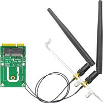 GLOTRENDS WA03 M.2 E rakto ir mini PCIe "WiFi" adapteris, skirtas M.2 "WiFi" 4/5/6/6/6e/7 moduliui, su 3,5 dBi SMA antenų rinkiniais