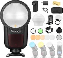 GODOX V1-N blykstė Nikon fotoaparato apvalia galvute Speedlite TTL Speedlight 2.4G belaidė sistema 1/8000 s greita sinchronizacija, 2600 mAh ličio baterija, su AK-R1 AK-R22 priedais