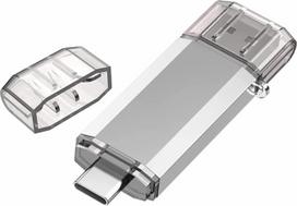RAOYI USB C atmintinė 128GB, OTG USB 3.0, "2-in-1" dviguba C tipo USB atmintinė, skirta asmeniniam kompiuteriui / nešiojamajam kompiuteriui / planšetiniam kompiuteriui / išmaniajam telefonui, "iPhone 15" / "Android", "Samsung" / "Huawei" / "Honor" (sidab