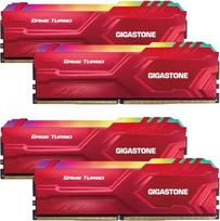 RGB DDR4 OPERATYVIOJI ATMINTIS: GIGASTONE Game Turbo 64GB rinkinys (4x16GB) DDR4 3200MHz PC4-25600 CL16-18-18-40 Intel XMP 2.0 AMD Ryzen 1.35V UDIMM 288Pin Non-ECC Unbuffered Desktop High Performance Memory Red