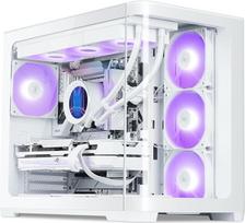 SAMA V60 Mid Tower kompiuterio korpusas, išlenktas priekinis stiklas, 7 × 120 mm ARGB PWM ventiliatorius, C tipo USB, didelio našumo ATX kompiuterio korpusas, skirtas žaidimų kompiuteriams, paruoštas atgaliniam prijungimui, 360 mm AIO palaikymas - baltas