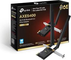 TP-Link Archer TXE72E AX5400Mbps trijų juostų "WiFi 6E Bluetooth 5.3" PCIe adapteris su dviem antenomis, itin mažo vėlavimo "WiFi" adapteris kompiuteriui, idealiai tinka AR/VR, 8K transliacijai, palaiko "Windows 11", paprastas