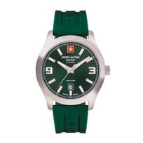 Swiss Alpine Military Combat Pro Rubber Strap Green Dial Quartz 7056.1834 100M Men's Watch žalia