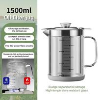1L/1.5L Nerūdijančio plieno Stiklinis Aliejaus Nukošimo Puodas Talpykla Ąsotis Laikymo Skardinė Su Filtru Virimo Aliejaus Puodas Virtuvei Namų Įrankiai A
