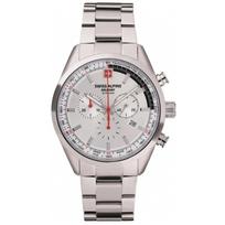 Swiss Alpine Military Pegasus Chronograph Stainless Steel Silver Dial Quartz 7086.9132 100M Men's Watch sidabras