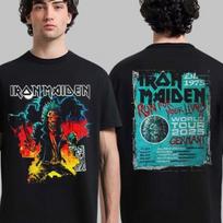 Marškinėliai!!! Iron Maiden Bėk dėl savo gyvybių Pasaulinis turas 2025 Vokietijos turas Dvišalis S