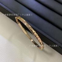 Xiang Grandma High Version Coco Diamond Plaid Diamond Bracelet Plated 18K Gold CNC Narrow Version Diamond-free Diamond Plaid Couple Bracelet