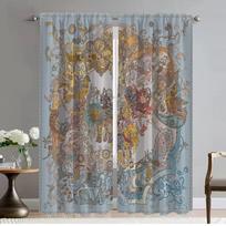 Toile De Jouy Užuolaidos Vaikų Kambario Užuolaidos Miegamojo Svetainės Užuolaidų Atspalviai Helovino Dekoras Pertvara Virtuvės Elegantiškas W50xH70cmx2pcs-CL