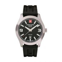 Swiss Alpine Military Combat Pro Rubber Strap Black Dial Quartz 7056.1837 100M Men's Watch juoda