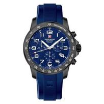 Šveicariškas Alpine karinis reindžerio chronografas su gumine apyranke, mėlynu ciferblatu, kvarciniu mechanizmu 7064.9875, 100M, vyriškas laikrodis mėlyna