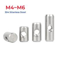 M4 M5 M6 304 Nerūdijančio Plieno Cilindriniai Varžtai Su Skylute Cilindriniai Kaiščiai Skersine Skylute Įkalama Veržlė Mediniams Baldams M4x10x6mm-5pcs