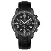 Šveicariškas Alpinių Miškų Karinis Žvalgas Chronografas Guminis Dirželis Juodas Ciferblatas Kvarcinis 7064.9877 100M Vyriškas Laikrodis