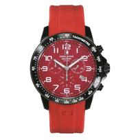 Swiss Alpine Military Ranger Chronograph Rubber Strap Red Dial Quartz 7064.9876 100M Men's Watch raudona